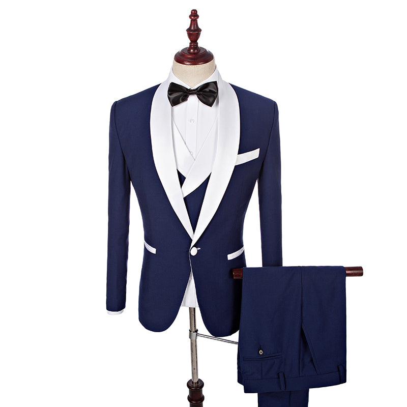 2022 Groom Tuxedos  Lapel Men Suits With Pants Wedding Business Men Suit(Jacket+Pants+Vest+Bow Tie)