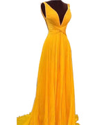 Siaoryne LP0826 Yellow Long Chiffon Sexy V Neck Elegant Prom dress Formal evening Gowns Special Occasion dress Custom Made