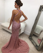 Sexy Mermaid Crystal Beading Long Evening Dress Formal Prom Dresses Champagne Siaoryne LP032