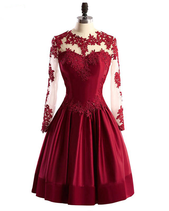 Siaoryne Lovely Wine Red Short Cocktail Dress 2020 Homecoming Gown with Lace for 8th Grade Girls PL211