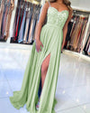 Flowing Chiffon Spaghetti Straps lace  Applique Long Party Dress Blue Prom Dress Gown PL06291