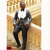 Fashion Men Suit Black White Lapel Men's Blazers Groom Tuxedos Wedding Dress Prom Suits Coat+Pant+Vest+Tie