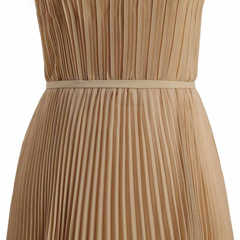 New Pleated Chiffon Halter Champagne Long Evening Dress Party Gown vestidos de festa noite