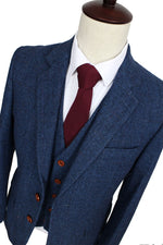 Wool Navy Blue British Gentleman Custom Made Men Suits Groom Suit for Wedding Blazer suits3 piece (Jacket+Pants+Vest)