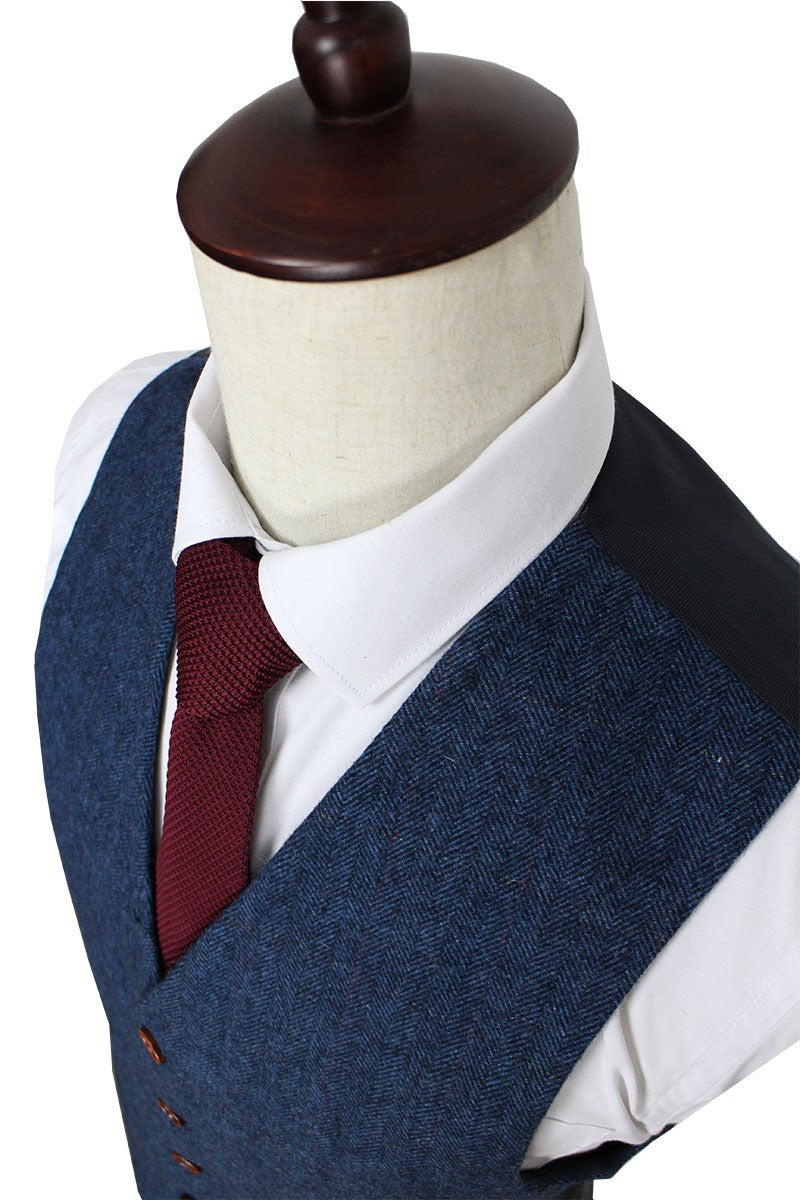 Wool Navy Blue British Gentleman Custom Made Men Suits Groom Suit for Wedding Blazer suits3 piece (Jacket+Pants+Vest)