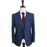 Wool Navy Blue British Gentleman Custom Made Men Suits Groom Suit for Wedding Blazer suits3 piece (Jacket+Pants+Vest)