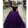 LP3658 Off the Shoulder Velvet and Organza A Line Prom Dresses Girls Party Gown  Vestido De festa Pageant Gown