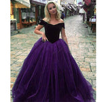 LP3658 Off the Shoulder Velvet and Organza A Line Prom Dresses Girls Party Gown  Vestido De festa Pageant Gown