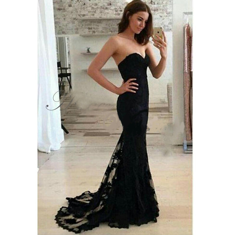 LP6983 Breathtaking Sweetheart Black Mermaid Lace Evening Gown robe de soiree longue  2020 Formal Party Dresses
