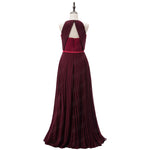 Grape Pleated Chiffon Two Tunes Halter Prom Dresses Long Evening Formal Gowns women