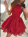 Siaoryne SP5412 Burgundy Lace Short Homecoming Prom Dress for Girls 8th grade Party Gown