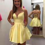 A Line Satin Royal Blue Homecoming Dress 2022 Girls Junior Short Semi Formal Cocktail Gown SP10809