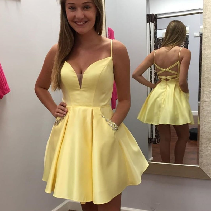 A Line Satin Royal Blue Homecoming Dress 2022 Girls Junior Short Semi Formal Cocktail Gown SP10809