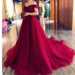Charismatic Ball Gown Court Train Prom dresses off the shoulder Elegant Gown Engagement Dresses