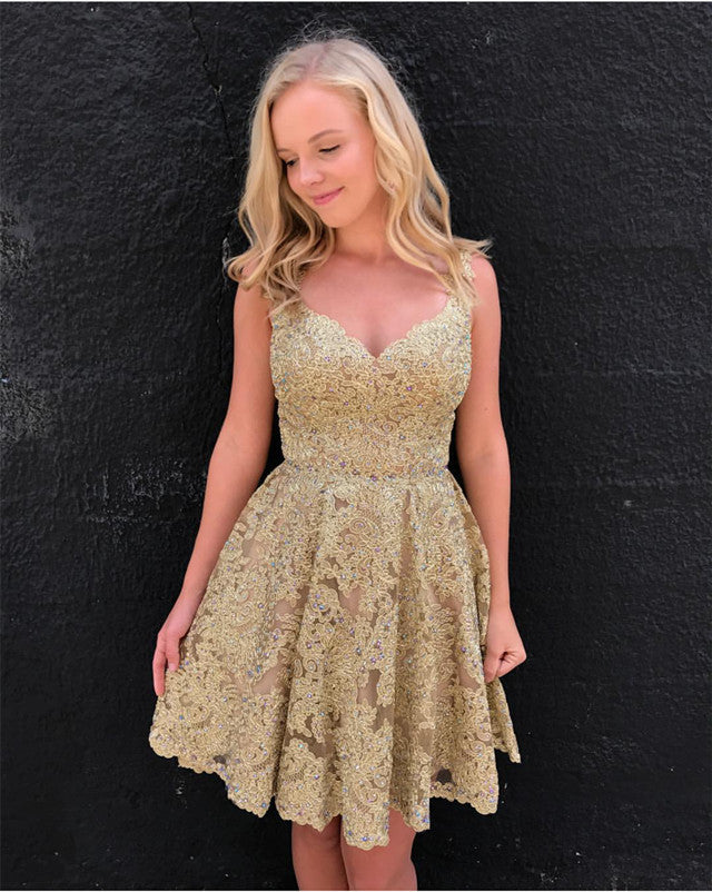 Siaoryne SP0822 Champagne Lace Homecoming Prom dresses 2018