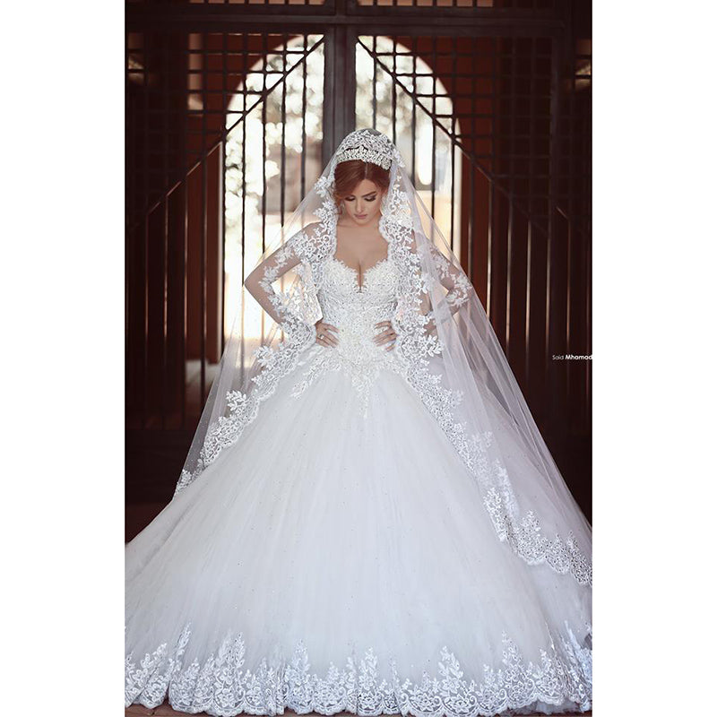 Vestido de novia de encaje vintage Siaoryne WD1009 con mangas largas, vestido de novia 2018 hecho a medida