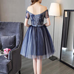 Off Shoulder Short Sleeves Lace Beaded Junior Homecoming Dress Graduation Dress 8th Grade vestido curto de renda