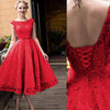 Sweet Cap Sleeves Pink Lace Short Prom Dresses Knee Length Evening Party Gown with beads Curto Vestido