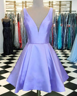 Siaoryne V Neck Lavender Homecoming Prom Dresses Short SP652