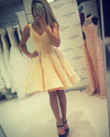 Lemon /Yellow Short Homecoming Dresses Girls Graduation Semi formal Gown SP352