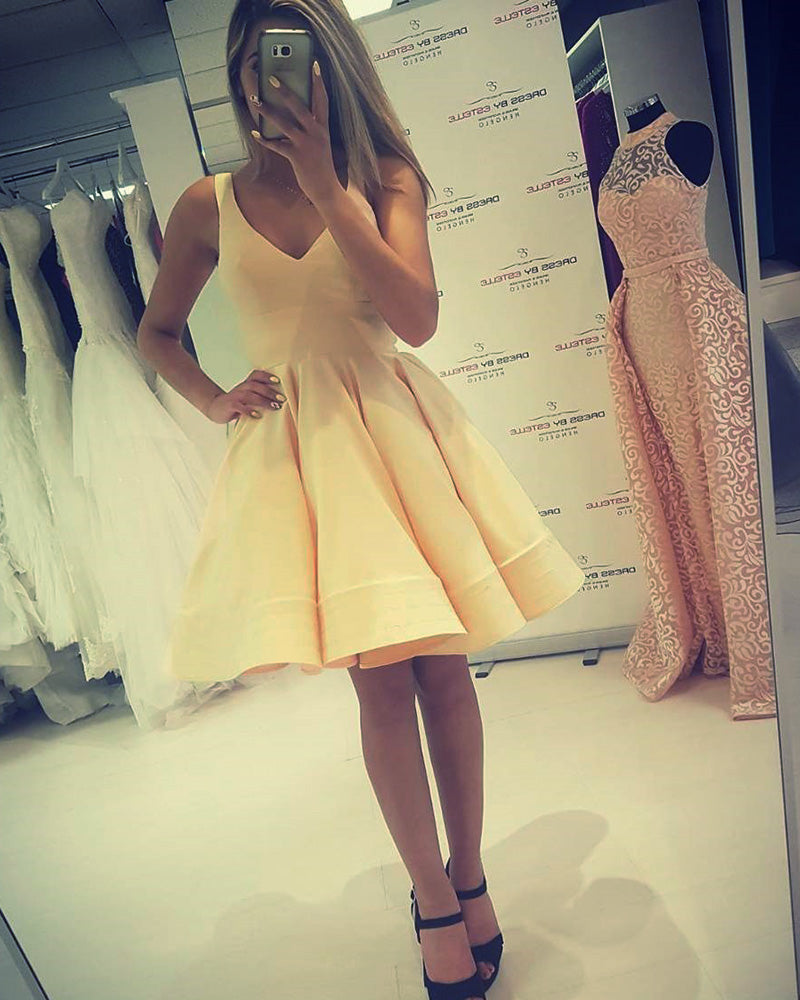 Lemon /Yellow Short Homecoming Dresses Girls Graduation Semi formal Gown SP352