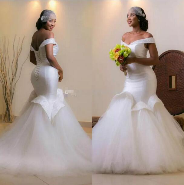 Siaoryne WD010 Sexy Mermaid Satin Tulle Wedding Dress Custom made Plus Size gowns for bride with beading