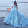 Best Blue Wedding Dress with lace Appliqued A Line Bridal Gown Photography 2022