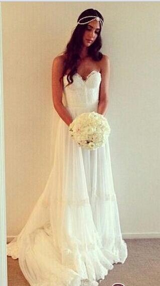 Siaoryne Bohemian Wedding Dresses Beach Gown for Bride Dresses Lace WD1004