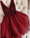 Siaoryne Burgundy Short prom Dresses Girls Junior Graduation Gown SH640