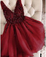 Siaoryne Burgundy Short prom Dresses Girls Junior Graduation Gown SH640