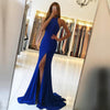 Trendy Jersey Fit Dress Red Prom Dresses Sexy Open back Split Leg Evening Party Dress 2018
