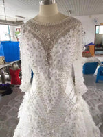 Siaoryne WD011 Luxury wedding Dress with Crystal Heavy Beading Long Sleeves Bridal Gown