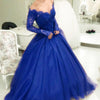 LP3339 Dreamy Off the Shoulder Burgundy Prom Dresses Long Sleeves A Line Lace Formal Gowns 2018 Vestido De Festa