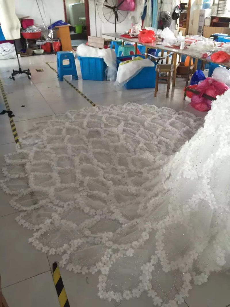 Siaoryne WD011 Luxury wedding Dress with Crystal Heavy Beading Long Sleeves Bridal Gown