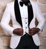 Men 2022  Suit Brand New Groomsmen Shawl Lapel Groom Tuxedos Red/White/Black Men Suits Wedding Best Man Blazer (Jacket+Pants+Bow Tie+Vest)