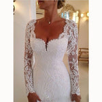Vintage Long Sleeves Lace Bride Dress A Line Wedding Gown Robe De Mariee WD6602