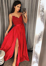 Teal Sexy Slit Prom Dresses 2023 Spaghetti Straps Girls Long Party Gown vestidos de graduacion LP7704
