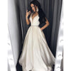 Sexy V Neck Ivory Dress Girls Graduation Prom Gown with Beading Belt Long LP701