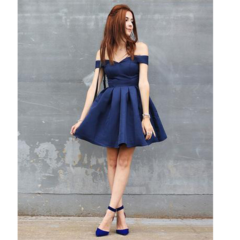 Amazing Girls Navy Short Prom Dress 8th Grade Jr. Prom Junior Graduation Homecoming Gown