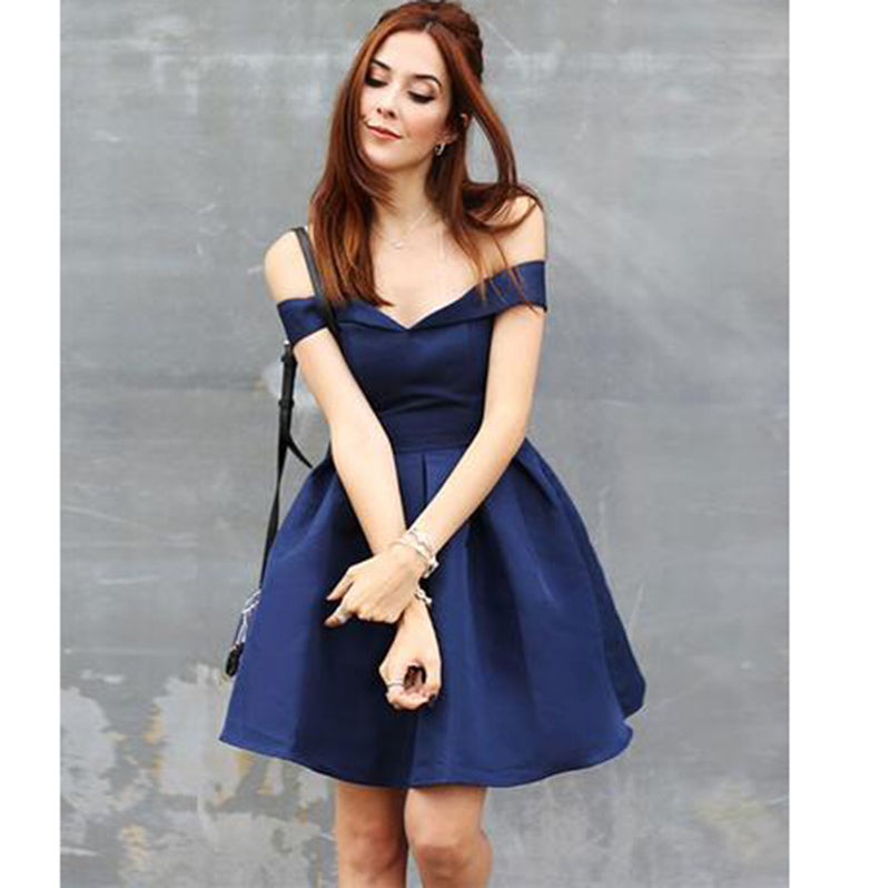 Amazing Girls Navy Short Prom Dress 8th Grade Jr. Prom Junior Graduation Homecoming Gown