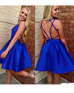 Red V Neck Satin Prom Homecoming Dress Short Party Gown Junior Graduation Dresses