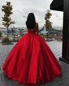 Burgundy/Red Strapless Wedding Dress Ball Gown with Sweetheart Corset