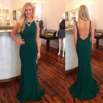 Dark Green Jersey Fitted Long Evening Dresses ,Women Formal Gowns 2020