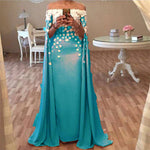 Trendy Dubai Style Long Cape Evening Formal Gowns Chiffon Long Prom Dresses 2018 with Flowers