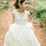 Vintage Sweet O Neck  Ivory Lace Flower Girl Dresses for Weddings Girls first communion dresses