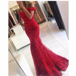 Dark Red /Royal blue Gorgeous Off the Shoulder Mermaid  Lace Prom Dresses 2022  Long Evening Party Gown