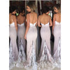 Mermaid Wedding Party Dresses Long Bridesmaid dresses with Spaghetti Dress
