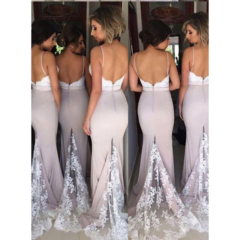 Mermaid Wedding Party Dresses Long Bridesmaid dresses with Spaghetti Dress