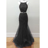 LP1596 Halter Sexy Bordeaux Crop Top 2018 Prom Dress two pieces Mermaid Formal Gowns Pageant Dresses