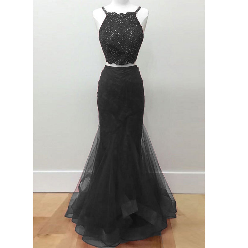 LP1596 Halter Sexy Bordeaux Crop Top 2018 Prom Dress two pieces Mermaid Formal Gowns Pageant Dresses